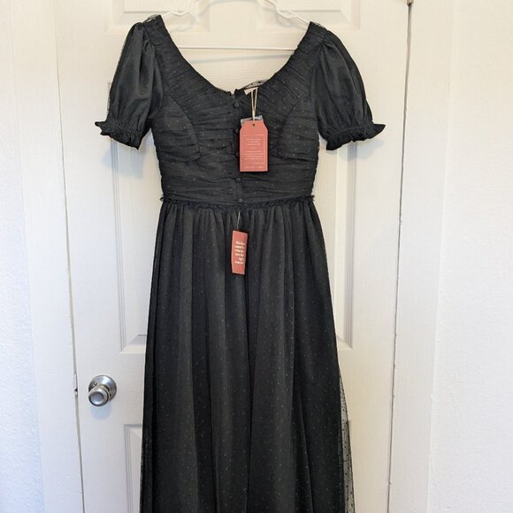 NWT Ivy City Co Gala Tulle Dress Small Whimsical Gather Skeleton Black Ballerina - Picture 2 of 16